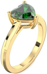 Emerald Gold Heart Solitaire Engagement Ring