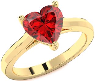 Ruby Gold Heart Solitaire Engagement Ring