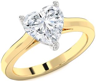 Diamond White Yellow Gold Heart Solitaire Engagement Ring