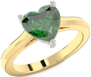 Emerald Platinum & Yellow Gold Heart Solitaire Engagement Ring