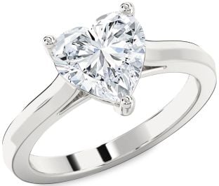 Diamond White Gold Heart Solitaire Engagement Ring