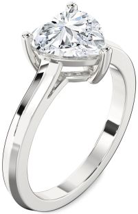 Diamond White Gold Heart Solitaire Engagement Ring