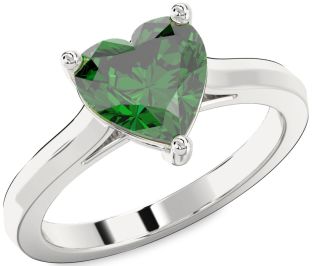 Emerald White Gold Heart Solitaire Engagement Ring