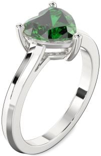 Emerald Platinum Heart Solitaire Engagement Ring