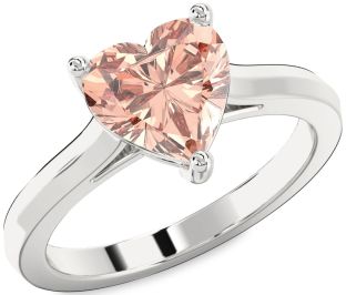 Amethyst Platinum Heart Solitaire Engagement Ring