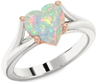 Amethyst Platinum & Rose Gold Heart Solitaire Engagement Ring