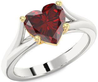 Amethyst Platinum & Yellow Gold Heart Solitaire Engagement Ring