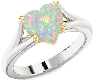 Amethyst Platinum & Yellow Gold Heart Solitaire Engagement Ring