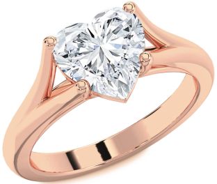 Diamond Rose Gold Heart Solitaire Engagement Ring