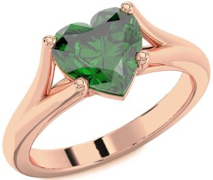 Emerald Rose Gold Heart Solitaire Engagement Ring