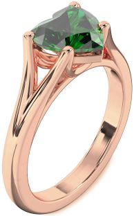 Emerald Rose Gold Heart Solitaire Engagement Ring