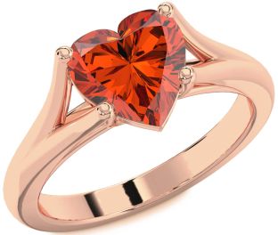Amethyst Rose Gold Heart Solitaire Engagement Ring