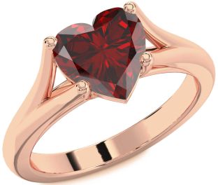 Amethyst Rose Gold Heart Solitaire Engagement Ring