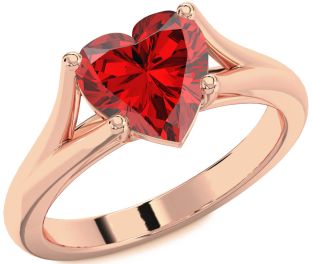Ruby Rose Gold Heart Solitaire Engagement Ring
