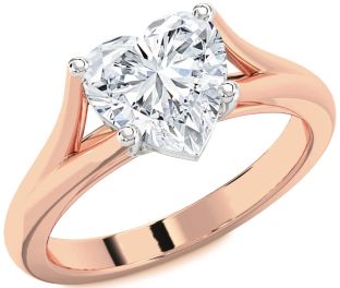 Diamond White Rose Gold Heart Solitaire Engagement Ring