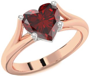 Amethyst Platinum & Rose Gold Heart Solitaire Engagement Ring