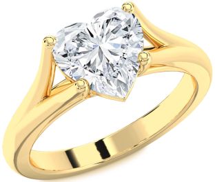 Diamond Gold Heart Solitaire Engagement Ring