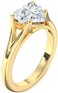 Diamond Gold Heart Solitaire Engagement Ring