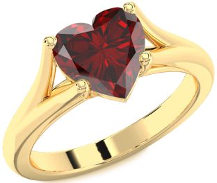 Amethyst Gold Heart Solitaire Engagement Ring