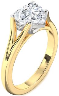 Diamond White Yellow Gold Heart Solitaire Engagement Ring