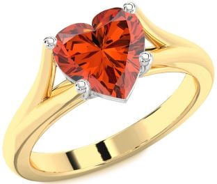 Amethyst Platinum & Yellow Gold Heart Solitaire Engagement Ring