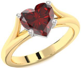 Amethyst Platinum & Yellow Gold Heart Solitaire Engagement Ring