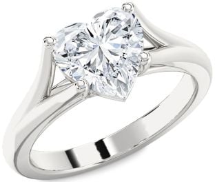 Diamond Platinum Heart Solitaire Engagement Ring