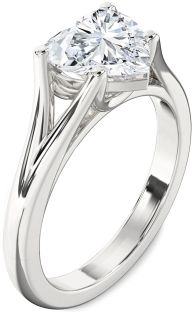 Diamond White Gold Heart Solitaire Engagement Ring