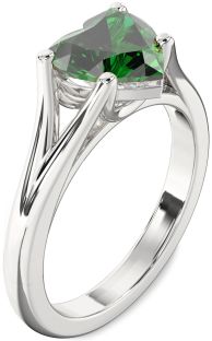 Emerald Platinum Heart Solitaire Engagement Ring