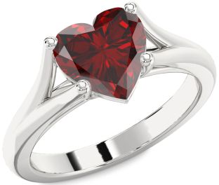 Amethyst Platinum Heart Solitaire Engagement Ring