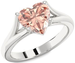 Amethyst Platinum Heart Solitaire Engagement Ring