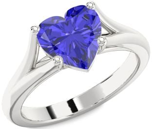 Amethyst Platinum Heart Solitaire Engagement Ring
