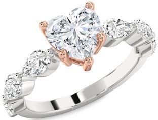 Diamond White Rose Gold Heart Solitaire Engagement Ring
