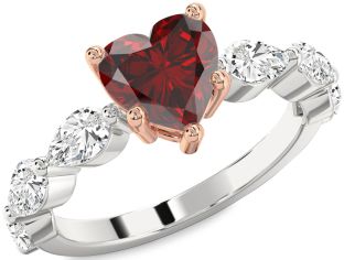 Diamond Amethyst Platinum & Rose Gold Heart Engagement Ring