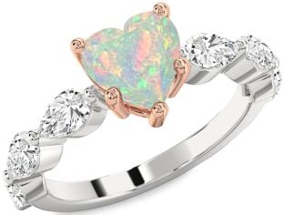 Diamond Amethyst Platinum & Rose Gold Heart Engagement Ring