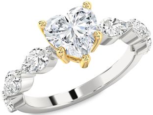 Diamond White Yellow Gold Heart Solitaire Engagement Ring