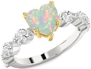 Diamond Amethyst Platinum & Yellow Gold Heart Engagement Ring