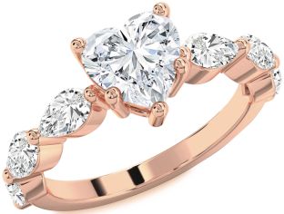 Diamond Rose Gold Heart Solitaire Engagement Ring