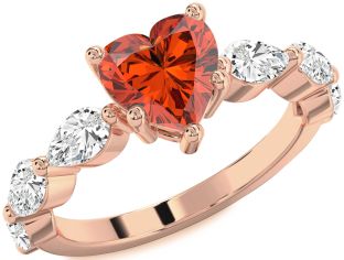 Diamond Amethyst Rose Gold Heart Engagement Ring