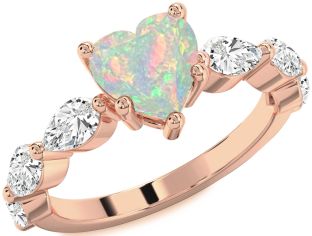 Diamond Amethyst Rose Gold Heart Engagement Ring