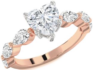 Diamond White Rose Gold Heart Solitaire Engagement Ring