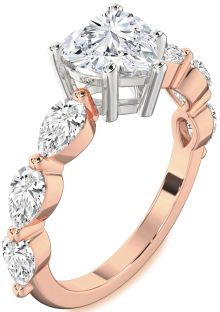 Diamond White Rose Gold Heart Engagement Ring