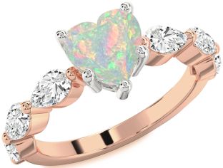 Diamond Amethyst Platinum & Rose Gold Heart Engagement Ring