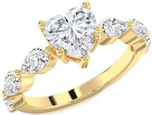Diamond Gold Heart Solitaire Engagement Ring