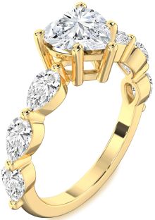 Diamond Gold Heart Engagement Ring