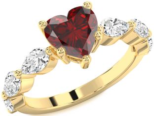 Diamond Amethyst Gold Heart Engagement Ring