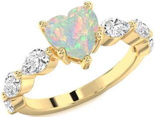 Diamond Amethyst Gold Heart Engagement Ring