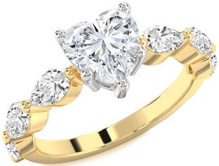 Diamond White Yellow Gold Heart Solitaire Engagement Ring