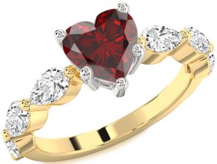 Diamond Amethyst Platinum & Yellow Gold Heart Engagement Ring