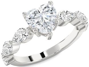 Diamond White Gold Heart Solitaire Engagement Ring